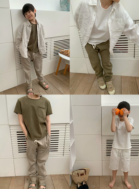 童装男童 jooca海边慵懒风纯棉基础水洗做旧毛边poket儿童短袖T恤