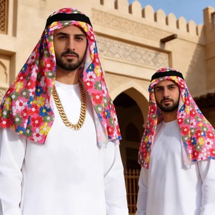 迪拜土豪聚会生日派对~搞笑cos服装成人中东阿拉伯年会礼服白袍衣