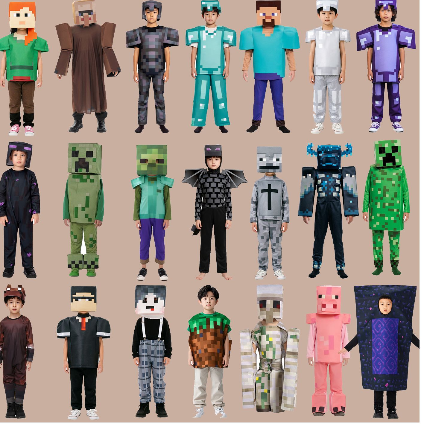 Minecraft我的世界衣服儿童万圣节cosplay服装男童女童钻石剑玩具图片