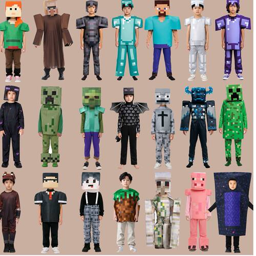 Minecraft我的世界衣服儿童万圣节cosplay服装男童女童钻石剑玩具