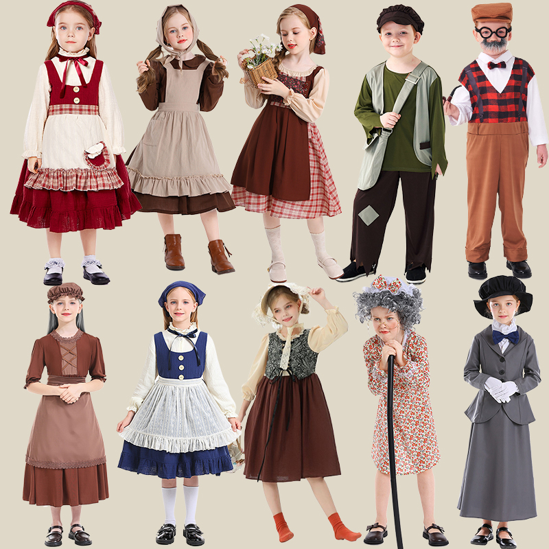 卖火柴的小女孩cos演出服装~幼儿园儿童话剧表演舞台六一平民穷人