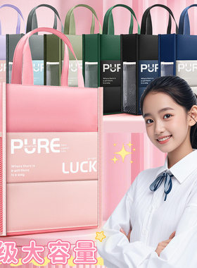 小学生拎书袋高颜值大容量手提袋女孩补习班上课学习袋男生美术袋