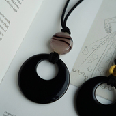 耳边铛153ROW风黑玛瑙紫琉璃黑绳长项链月亮天然石银金球毛衣链