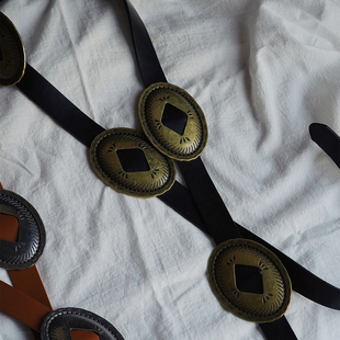 耳边铛386耳朵仔子同款复古棕色宽腰带皮带打结皮带波西米亚配饰