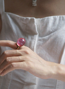 赵露思同款粉色糖果戒指