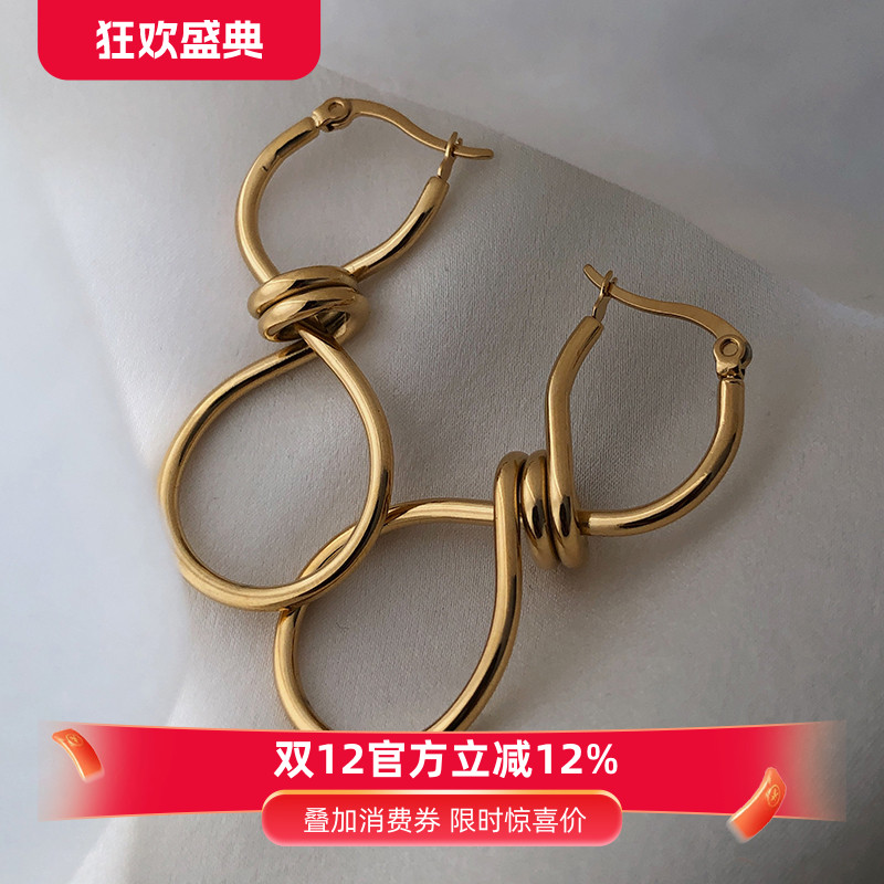 耳边铛10法式圆环打结女ins长款