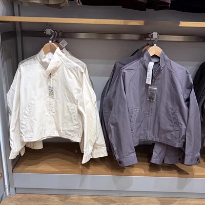 基础款 春秋男女棉混纺短外套茄克休闲百搭立领夹克上衣女484032