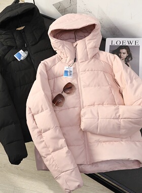 木巨5400K+  2025年冬季加厚户外防风保暖连帽短款羽绒服外套女