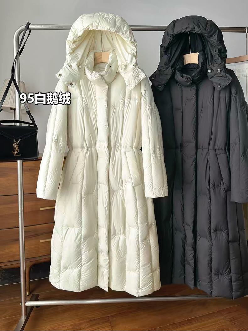 牛货！推荐！95白鹅绒~可脱卸连帽内抽绳中长款羽绒服外套女秋冬