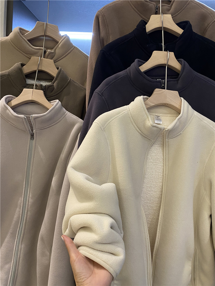 立领保暖百搭摇粒绒夹克外套