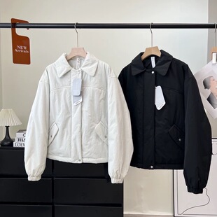 LU家同款！轻奢夹棉保暖翻领夹克防泼水P棉翻领短款棉服外套女冬