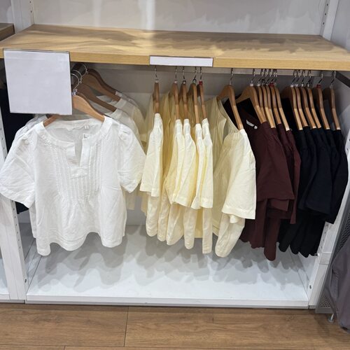 大厂订单  女装麻混纺半开领衬衫/短袖衬衣T恤女26春夏新款487477