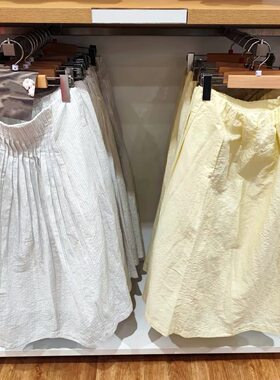 大厂订单 春夏女装棉麻打褶长裙半身裙裙子宽松显瘦A字裙女482285