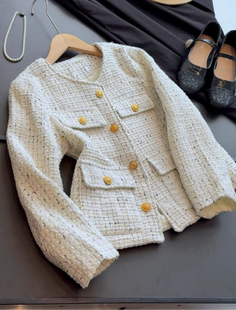 气质短外套女 复古休闲百搭设计风格 福利款 小香风2026年春新款