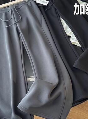 绝绝子！LU系同款冬奥利绒微喇加绒松紧高腰弹力休闲卫裤瑜伽裤女