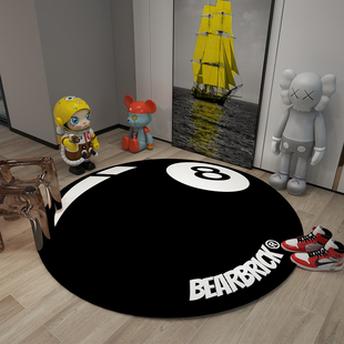 潮牌圆形台球黑八桌球8地毯男生电竞房电脑转椅黑白地垫卧室床边