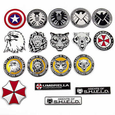 生化危机神盾局猛兽金属标贴铝合金改装标个性立体3D车贴划痕金属