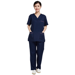 宝薇姿男女藏蓝洗手衣短袖手术室刷手服短袖夏装美容服牙医工作服