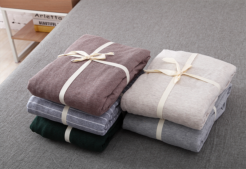 日式良品针织棉裸睡素色床笠单件