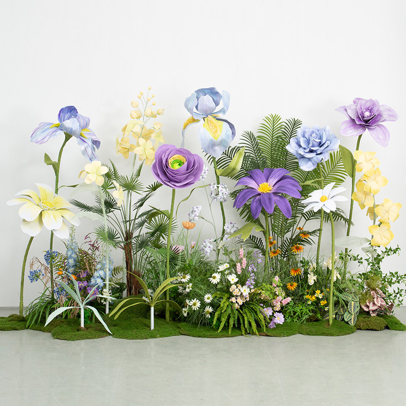 室内造景橱窗装饰场景布置绿植景观仿真泡沫花直播拍照背景花草