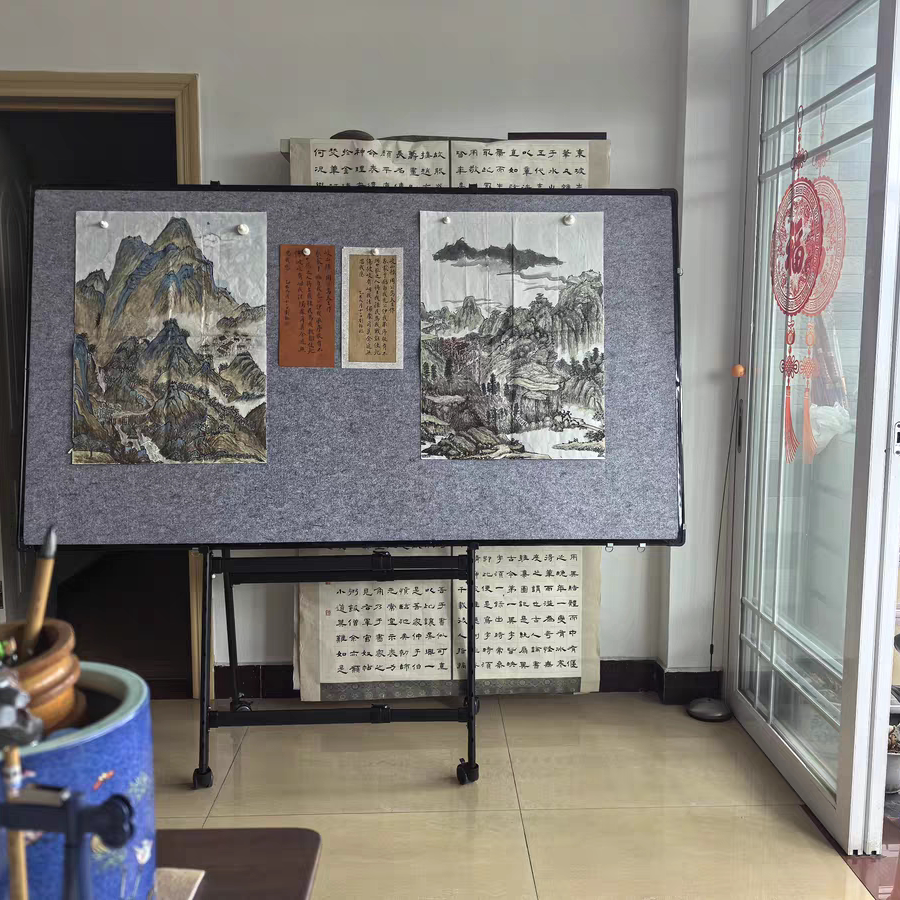 磁吸毛毡墙可移动挂式国画吸力书画书法展示作品磁力教学毛毡画板