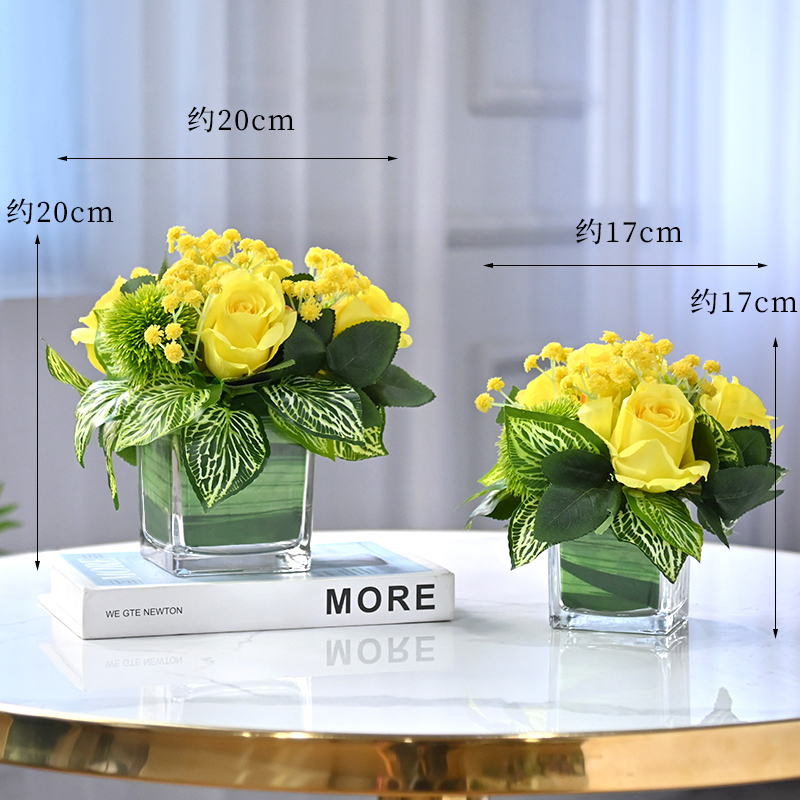 前台4S店假花商务台花摆设茶几高档欧式摆花洽谈酒店桌花绿植