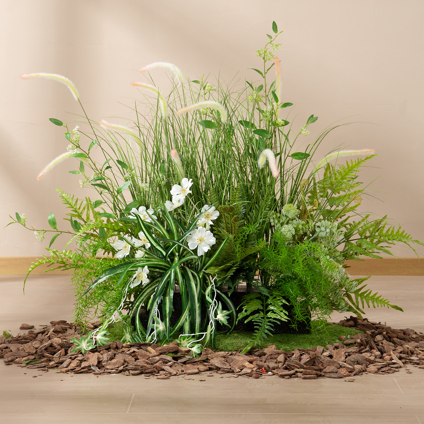 仿真花绿植造景橱窗摄影道具植物花艺摆件楼梯下花槽仿生野草花丛