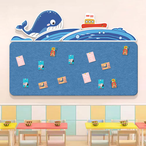 幼儿园环创主题墙成品黑板报毛毡板墙贴作品展示照片墙公告宣传栏