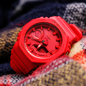 卡西欧手表男款 官方正品 gshock红色农家八角橡树运动电子表ga2100