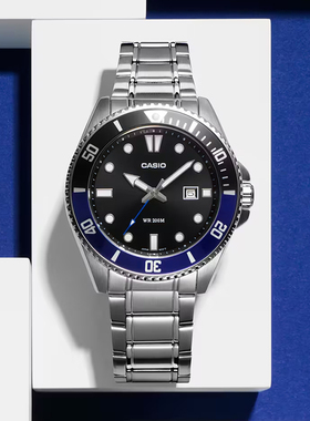 卡西欧手表男士时尚商务官方正品渐变表圈防水电子石英表MDV-107D