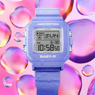 卡西欧新款手表BABYG潮流小方块运动防水儿童电子表BGD-10K