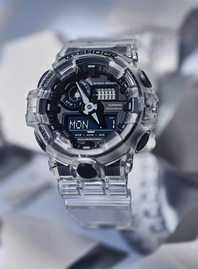 卡西欧手表男款白色冰韧gshock八角限量潮流运动电子小方块GA-700