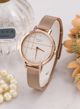 卡西欧女士手表SHEEN牡丹花主题时尚简约气质正品石英表SHE-C140