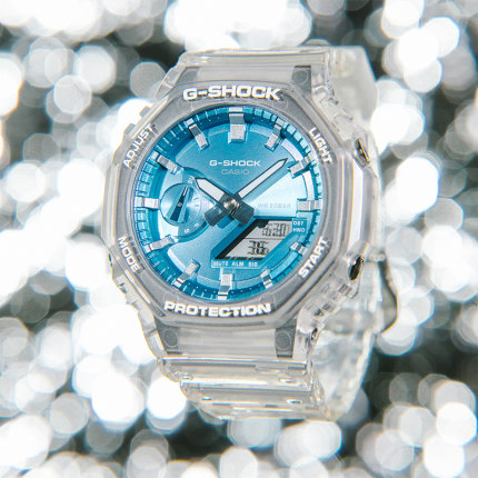 卡西欧2025新款男款G-SHOCK八角金属透明防水学生电子表GA-2100BM
