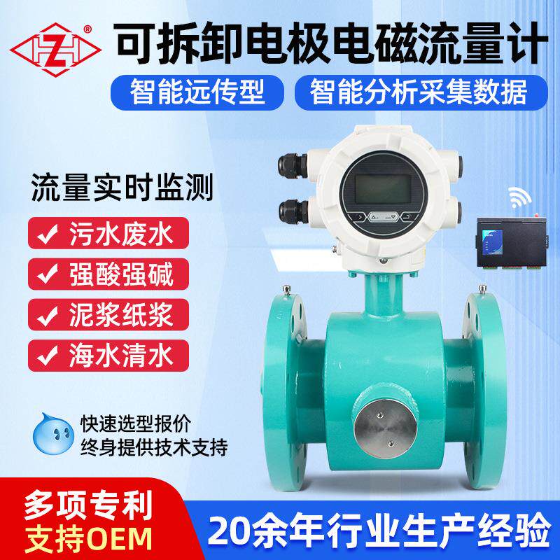 管道型仪表智能电磁流量计工业废水导电测量可拆电极型流量计厂批