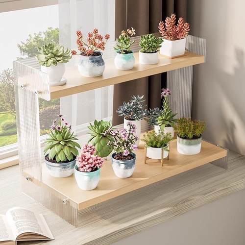 飘窗多肉花架子落地窗台置物架办公室桌面杯架多层摆件饰品收纳架