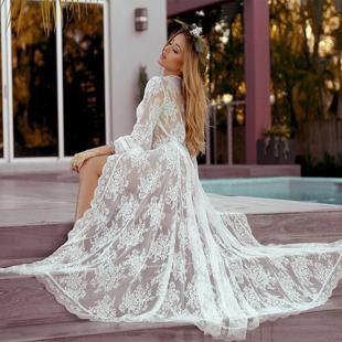 2022 Women Swimsuit Cover Up Sleeve Kaftan Beach Tunic Dress