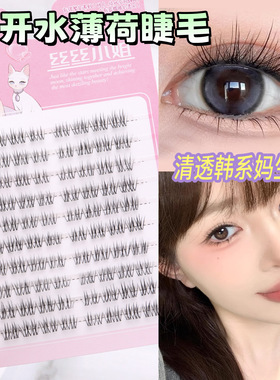 白开水假睫毛淡颜短款单簇自然妈生感伪素颜清透毛流感免胶丝丝