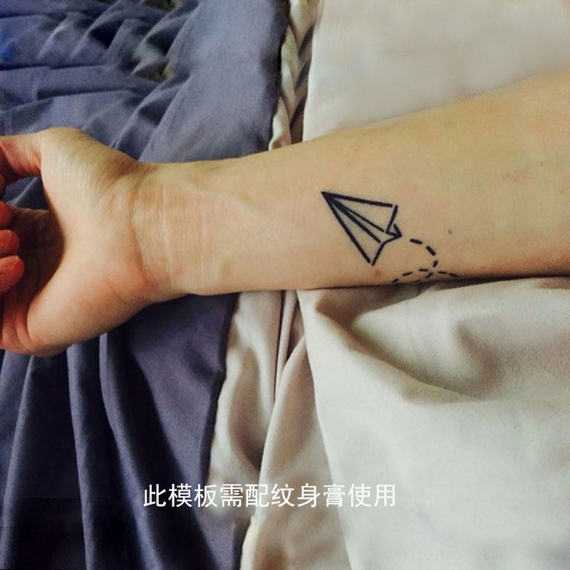 即墨蓝轻文身 果汁纹身模版简约纸飞机纹身图案防水男女彩绘6*3cm