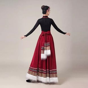 上衣学生藏族半身裙大摆裙艺考练习裙 女水袖 新款 藏族舞蹈演出服装
