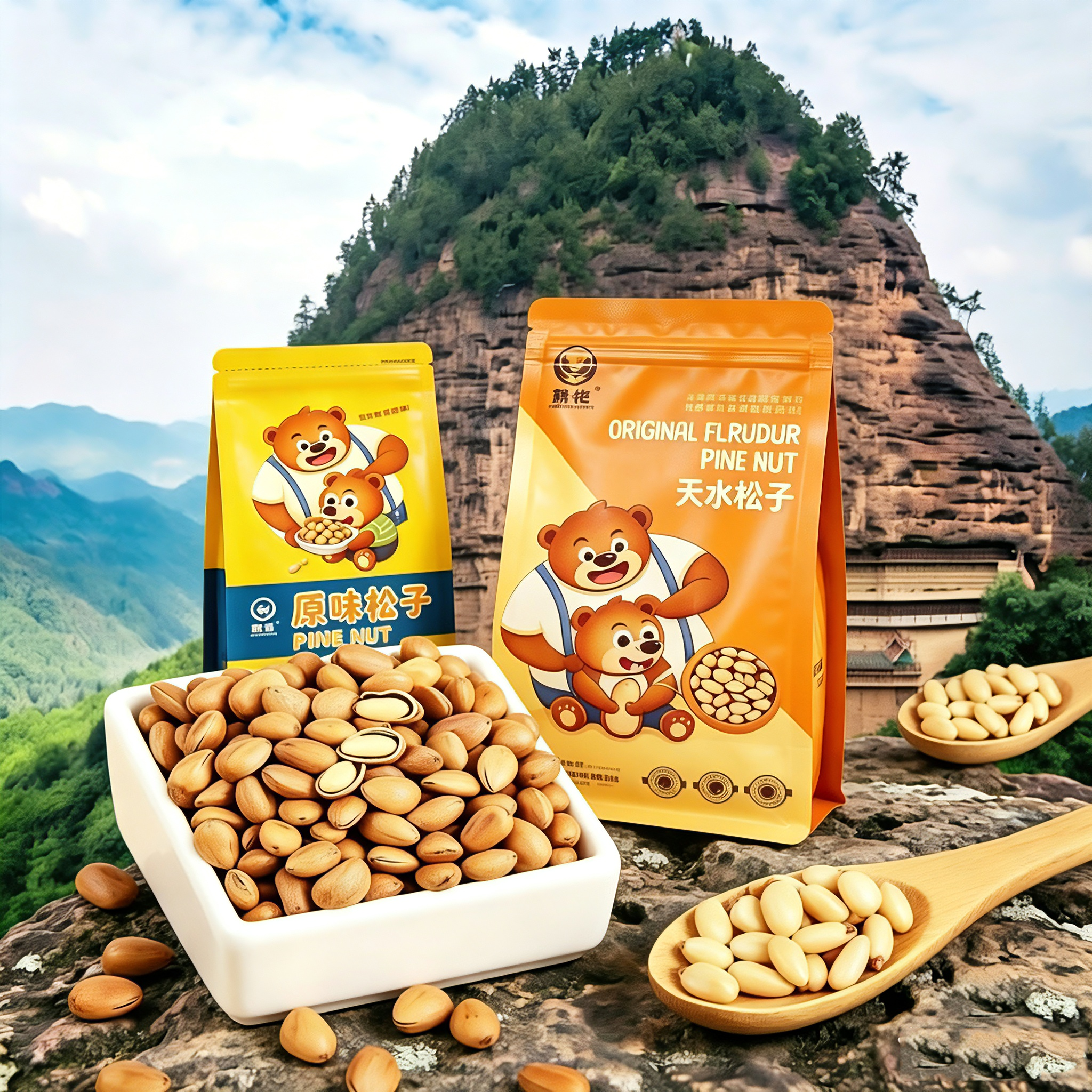 【新货】甘肃天水特产熊抱松子薄皮坚果原味非油炸208g/400g包邮