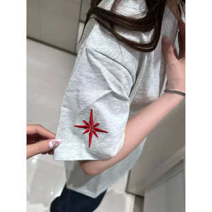 北极星刺绣短袖t恤女夏季国潮牌美式复古高街半袖设计感情侣上衣