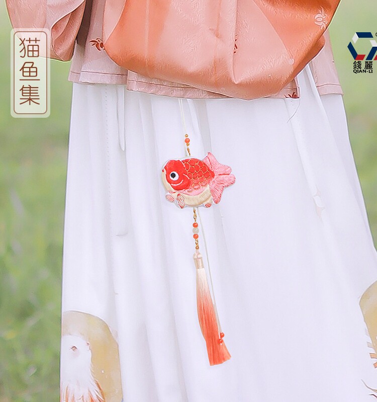 향 주머니 자수 금붕어 고삐 목 향 주머니 펜던트 행운의 고양이 달 토끼 향 주머니 HANFU 액세서리 라벤더 지갑 귀여운