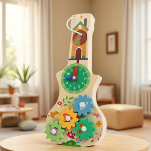 木制动物齿轮敲球台儿童益智发挥空间想象和逻辑思维动手能力玩具