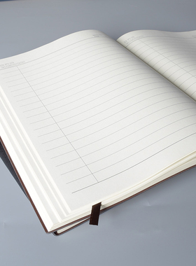 注解序列分栏A4 B5软皮面笔记本大格宽行距12mm100克竖线美式分栏