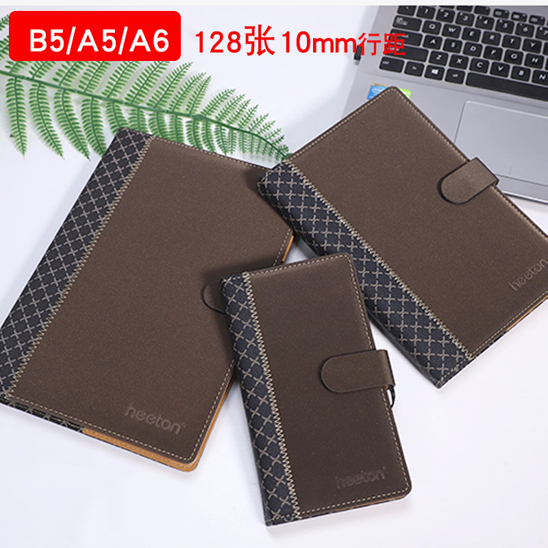 B5 A5 A6 레트로 가죽 노트 16K 메모장 마그네틱 버클 비즈니스 짙은 회색 갈색 10MM 넓은 줄 간격