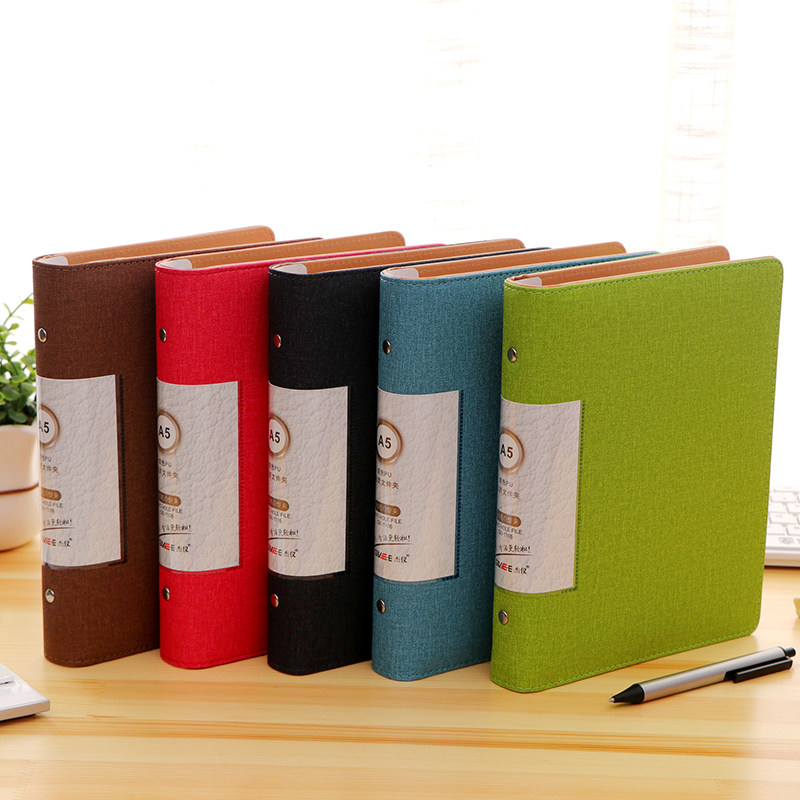A5 가죽 제본 20구 루스리프 책 100G 종이 70장 넓힌 줄 간격 오렌지 레드 커피 10MM 커피 오렌지 레드