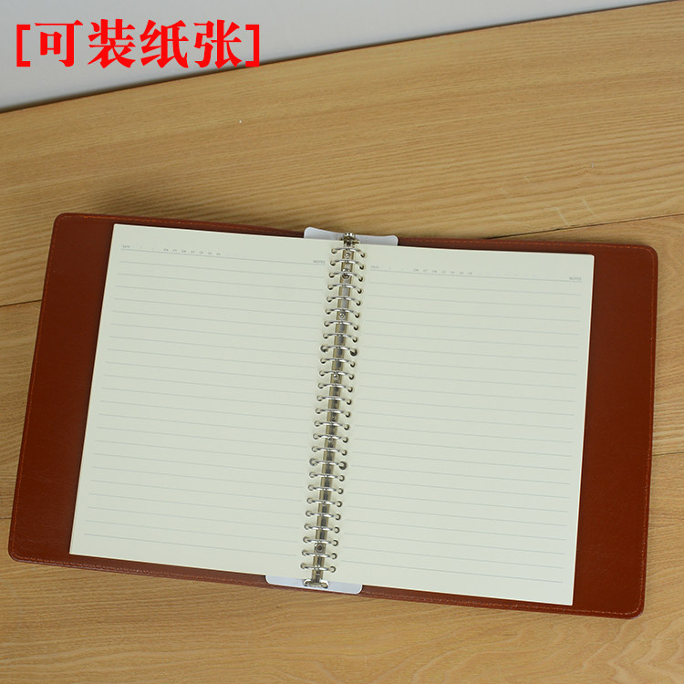A4|B5|A5 솔리드 컬러 가죽 루스 리프 북 쉘 30 홀 26 홀 20 홀 철 클립 가죽 브라운 메모장 빈 클립