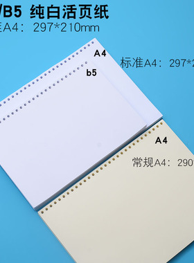 空白A4 B5纯白色活页纸 100克 加厚活页替芯26孔  绘图100g 带孔