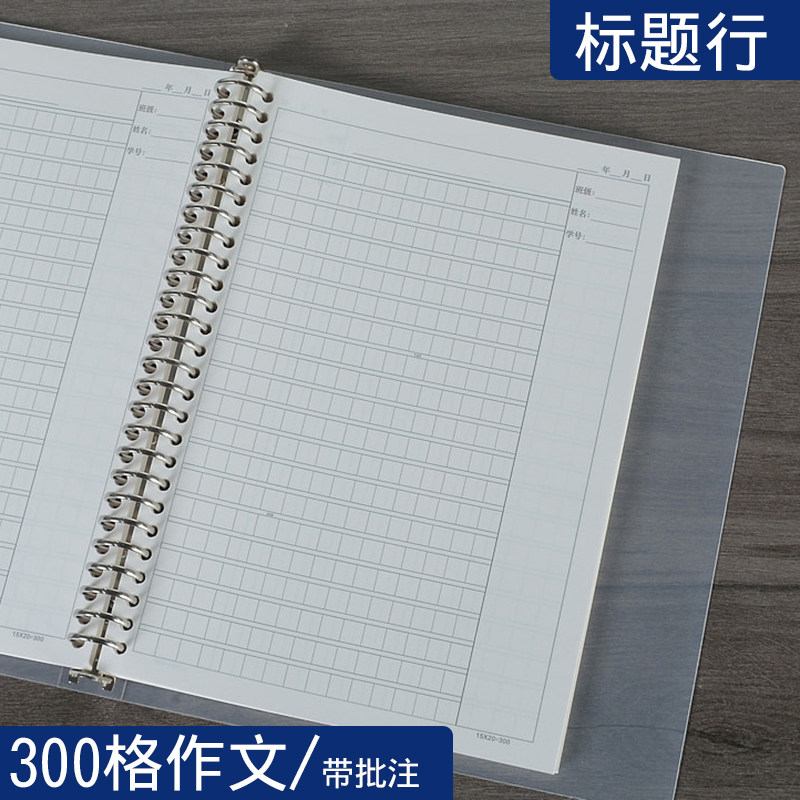 标题行B5活页300格作文带批注栏的本26孔100克纸备注栏100大格子